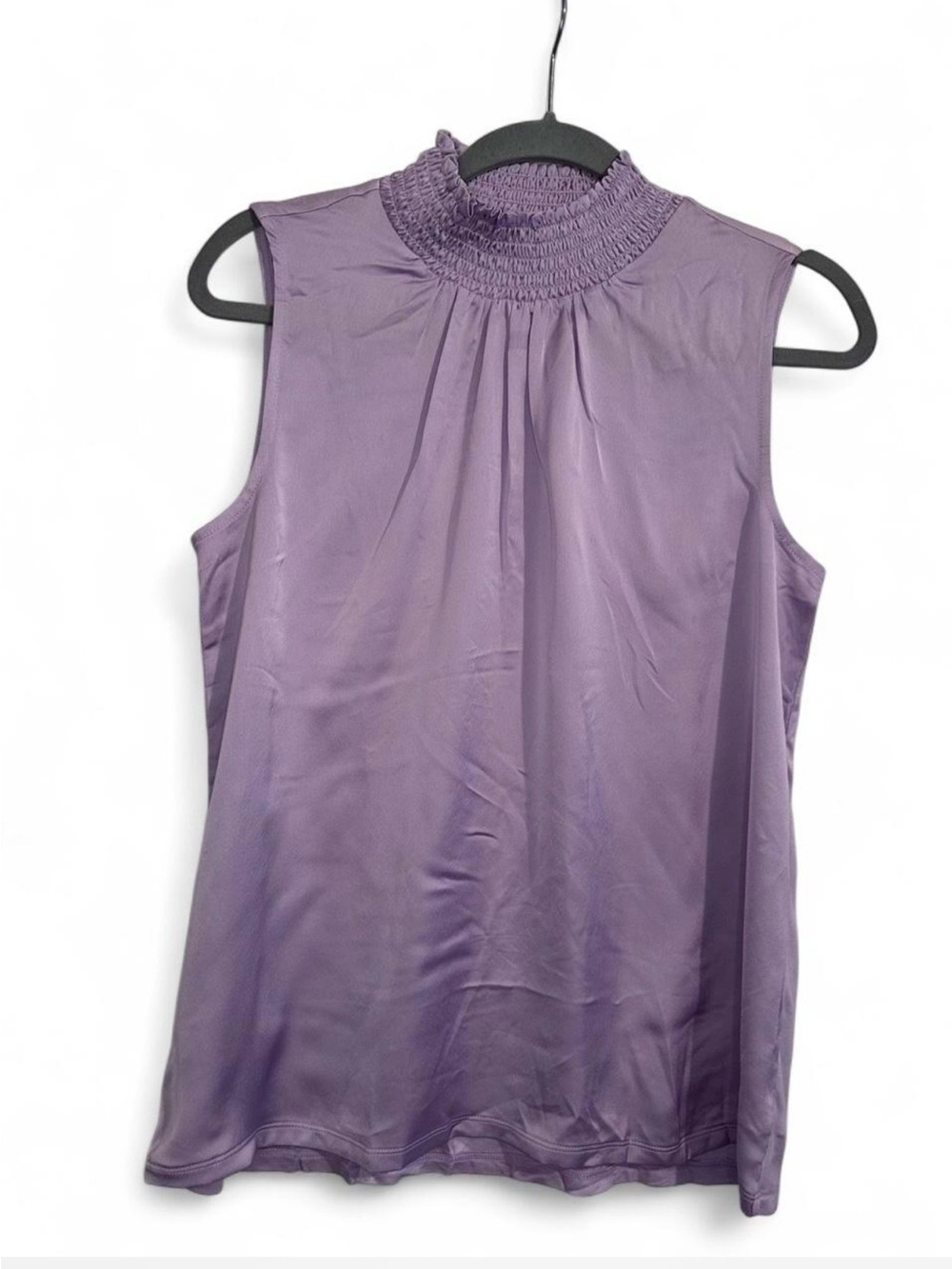 Ann Taylor Lavender Smocked High-Neck Sleeveless Camisole